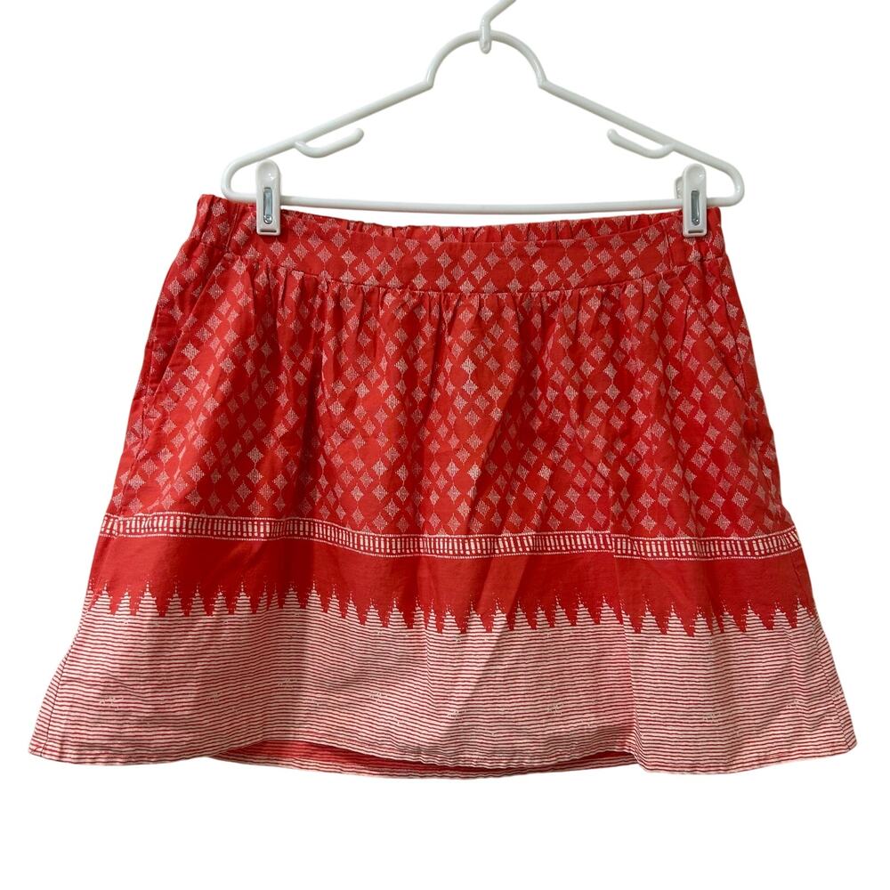 Old Navy Womens Sz Medium Cotton Peach Pink Patterned Circle Mini Skirt Summer